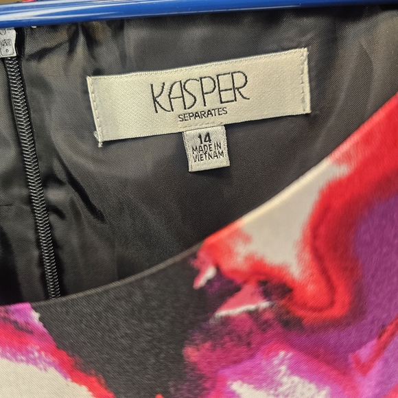 Kasper Pink and Black Floral Midi Dress Women's 14 - Picture 5 of 6